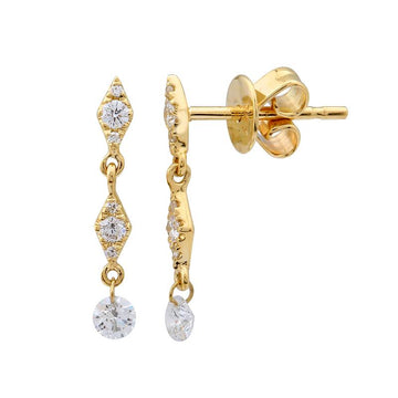 14k Yellow Gold Floating Dangling Diamond Earrings