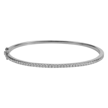 14k White Gold Dainty Diamond Bangle