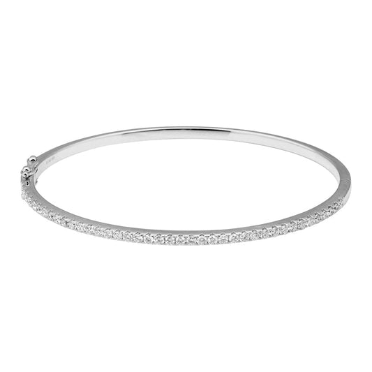 14k White Gold Stackable Diamond Bangle