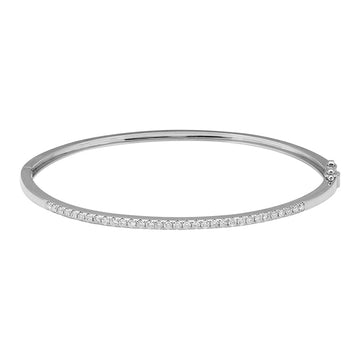 14k White Gold Diamond Bangle 1.6mm