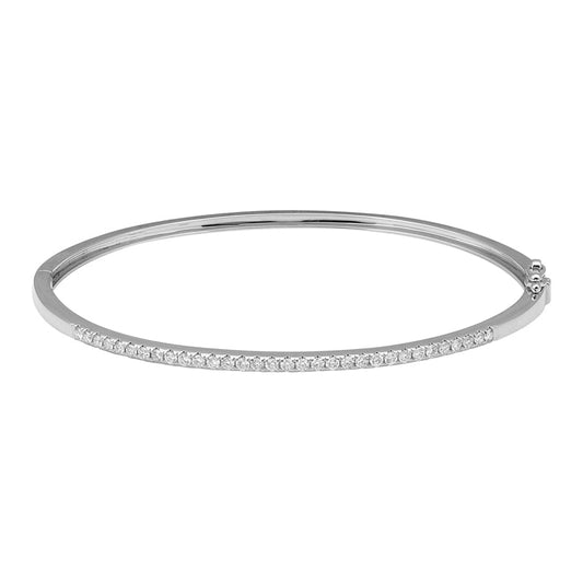 14k White Gold Diamond Bangle 1.6mm