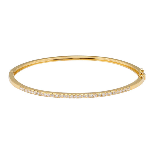 14k Yellow Gold Diamond Bangle 1.6mm