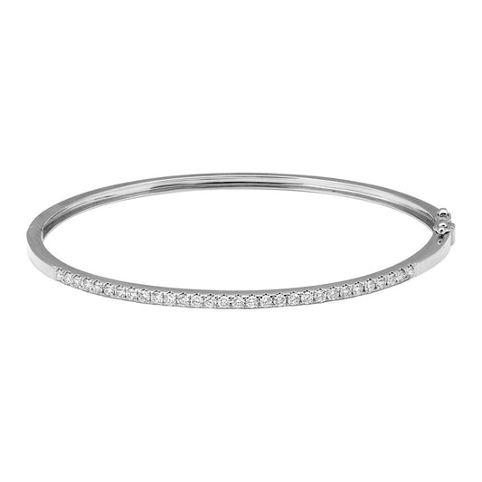 14k White Gold Diamond Bangle 2mm