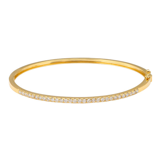 14k Yellow Gold Diamond Bangle 2mm