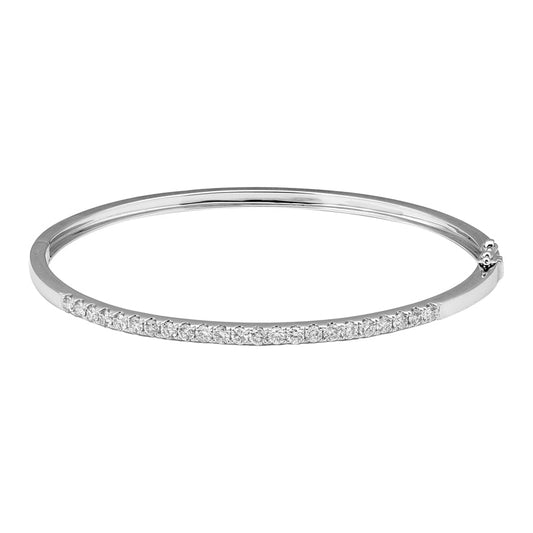 14k White Gold Diamond Bangle 2.3mm