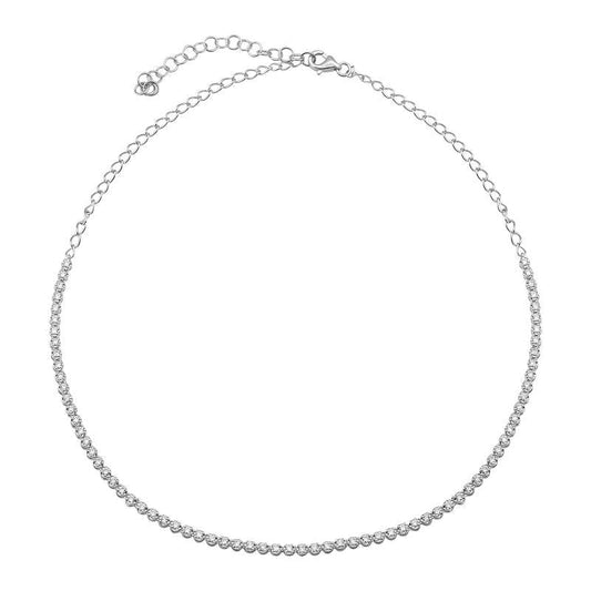 14k White Gold Halfway Diamond Tennis Chain Necklace