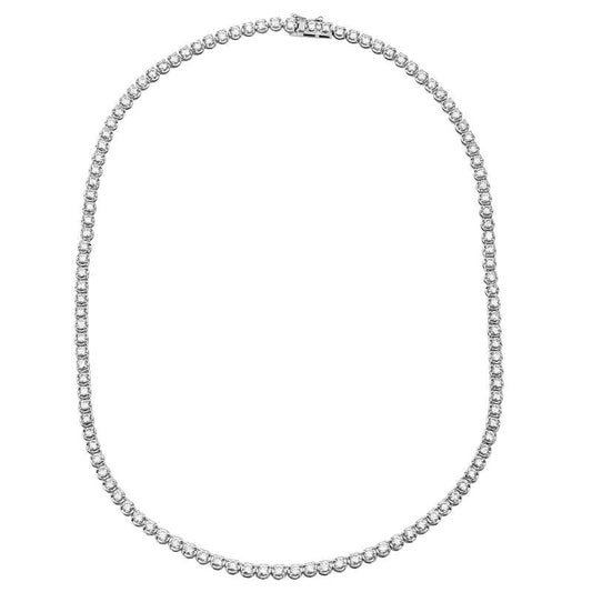 14k White Gold Crown Prong Diamond Tennis Necklace 4.75ctw