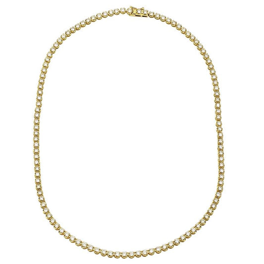 14k Yellow Gold Crown Prong Diamond Tennis Necklace 4.75ctw