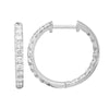 14k White Gold 18mm Inside Out Diamond Hoop Earrings 1.00ctw