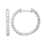 14k White Gold 18mm Inside Out Diamond Hoop Earrings 1.00ctw