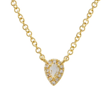 14k Yellow Gold White Topaz Pear Necklace