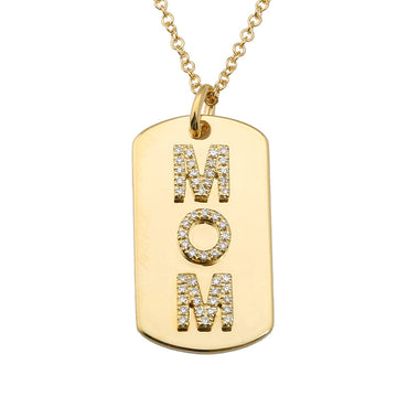 14k Yellow Gold Mom Name Tag Necklace