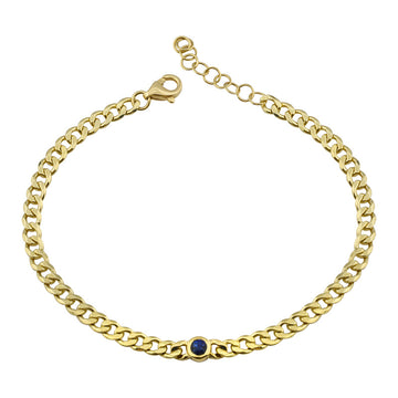 14k Yellow Gold Sapphire Bezel Link Bracelet