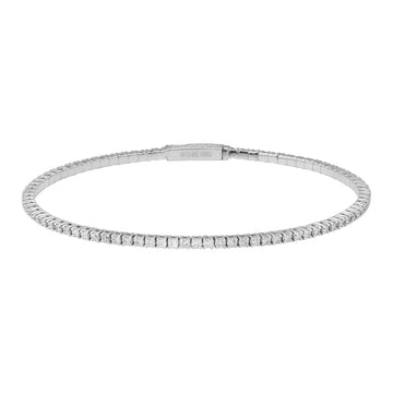 14k White Gold Flexible Diamond Tennis Bangle 1.00ctw