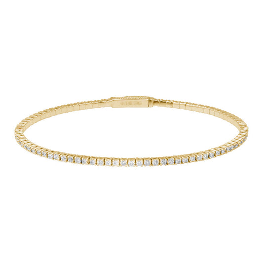 14k Yellow Gold Flexible Diamond Tennis Bangle 1.00ctw