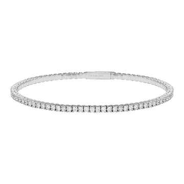 14k White Gold Flexible Diamond Tennis Bangle 2.00ctw