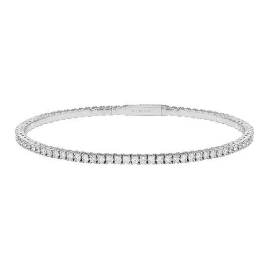 14k White Gold Flexible Diamond Tennis Bangle 2.00ctw