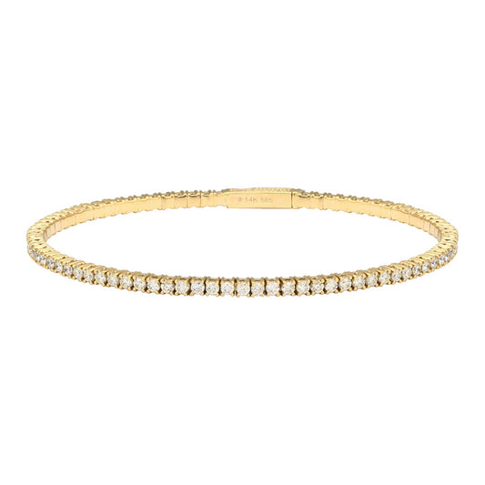 14k Yellow Gold Flexible Diamond Tennis Bangle 2.00ctw