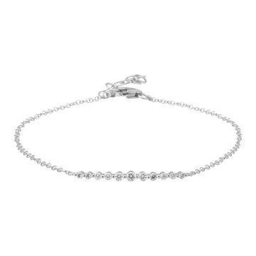 14k White Gold Shared Prong Bar Diamond Bracelet