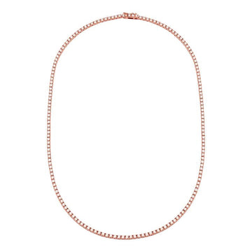 14k Rose Gold Classic 4 Prong Diamond Tennis Necklace 5.40ctw