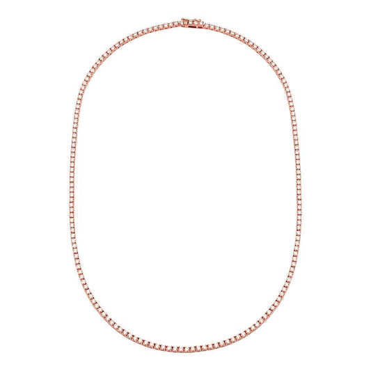 14k Rose Gold Classic 4 Prong Diamond Tennis Necklace 5.40ctw