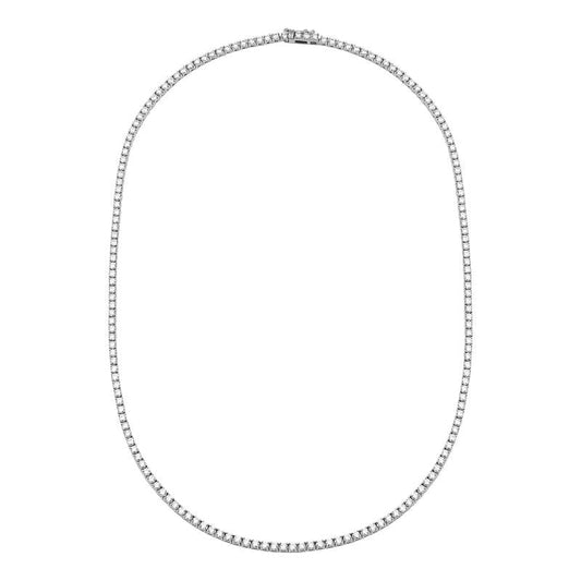 14k White Gold Classic 4 Prong Diamond Tennis Necklace 3.30ctw