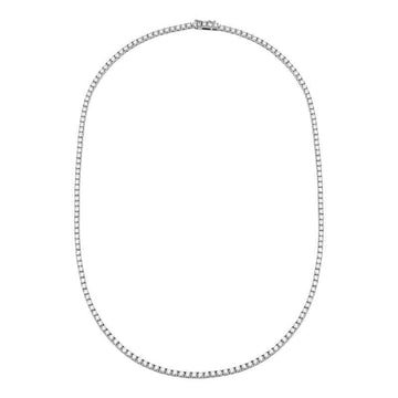 14k White Gold Classic 4 Prong Diamond Tennis Necklace 5.40ctw