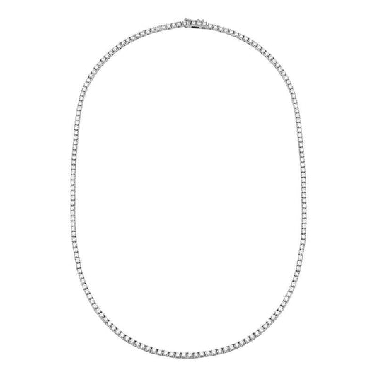 14k White Gold Classic 4 Prong Diamond Tennis Necklace 5.40ctw