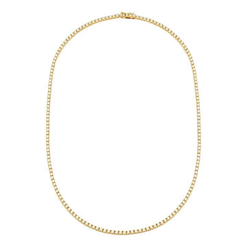 14k Yellow Gold Classic 4 Prong Diamond Tennis Necklace 3.30ctw