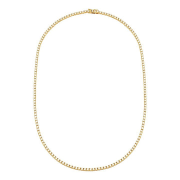 14k Yellow Gold Classic 4 Prong Diamond Tennis Necklace 3.80ctw