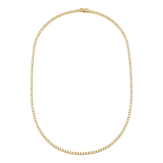 14k Yellow Gold Classic 4 Prong Diamond Tennis Necklace 3.80ctw