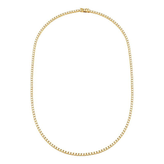 14k Yellow Gold Classic 4 Prong Diamond Tennis Necklace 4.70ctw