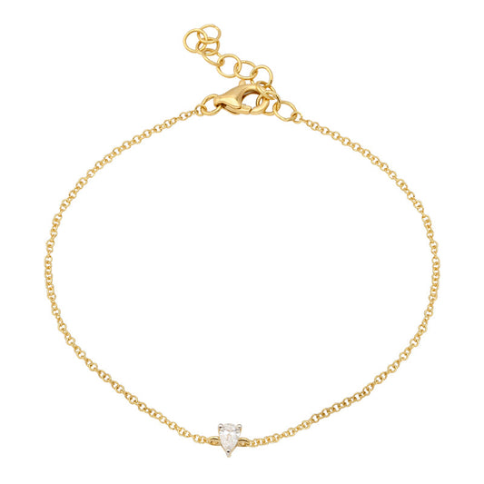 14k Yellow Gold Floating Pear Diamond Bracelet