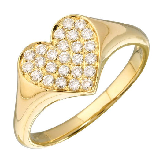 14k Yellow Gold Heart Diamond Ring