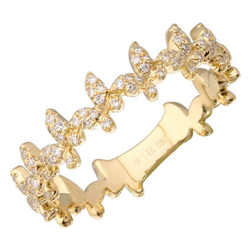 14k Yellow Gold Butterflies Diamond Ring