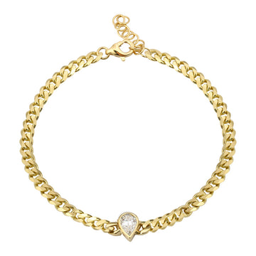 14k Yellow Gold Pear Shape Diamond Link Bracelet