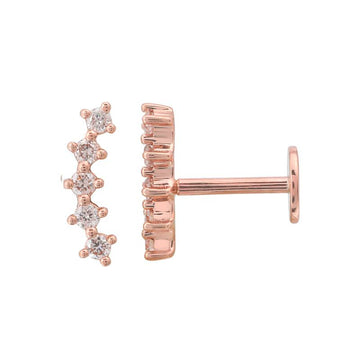 14k Rose Gold Arc Diamond Flat Back Earrings