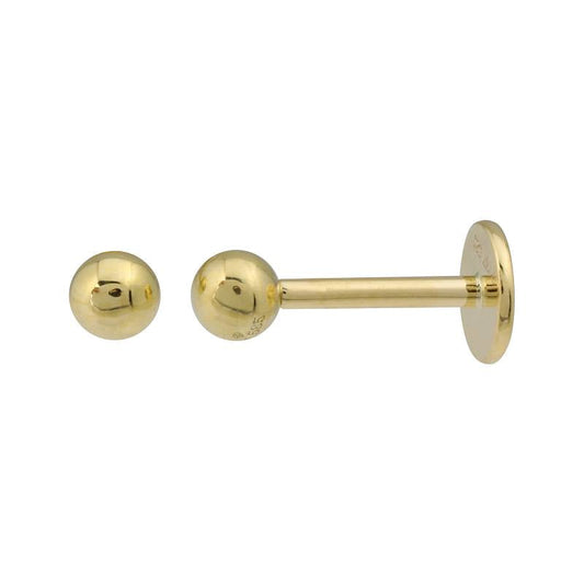 14k Yellow Gold Ball Flat Back Earrings