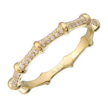 14k Yellow Gold Bamboo Diamond Pinkie Ring