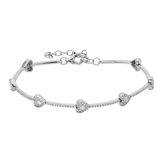 14k White Gold Illusion Heart Diamond Bracelet