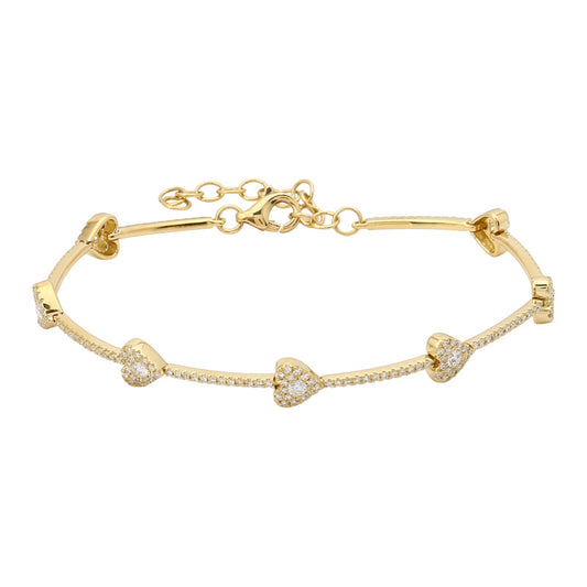 14k Yellow Gold Illusion Heart Diamond Bracelet