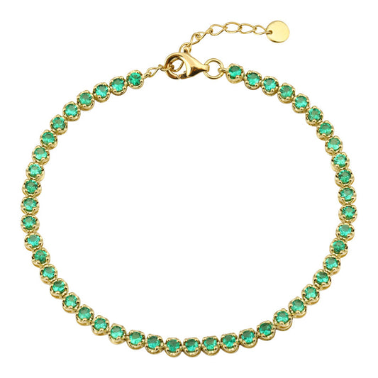 14k Yellow Gold Crown Prong Emerald Tennis Bracelet