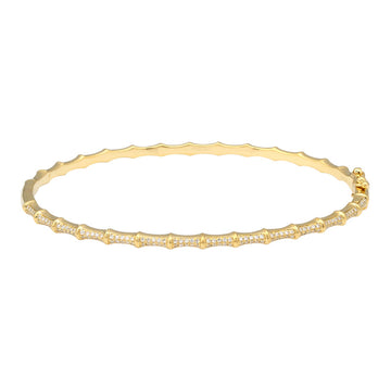 14k Yellow Gold Bamboo Diamond Bangle