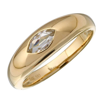 14k Yellow Gold Inlay Marquise Shaped White Topaz Ring