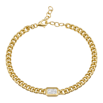 14k Yellow Gold White Topaz Link Chain Bracelet