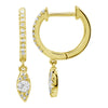 14k Yellow Gold Diamond Drop Spike Huggie Earrings .20ctw