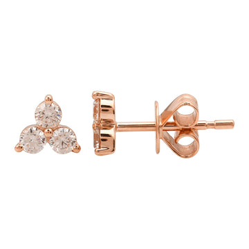 14k Rose Gold Trio Diamond Stud Earrings