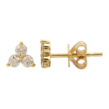 14k Yellow Gold Trio Diamond Stud Earrings