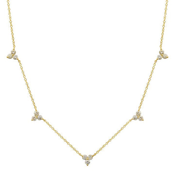 14k Yellow Gold Spaced Trio Diamond Necklace