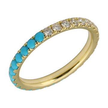 14k Yellow Gold Half Turquoise & Half Diamond Eternity Ring